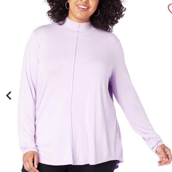 Nwot G by Guliana mock neck ecoluxe knit long sleeve tee 1X lilac - Picture 3 of 8